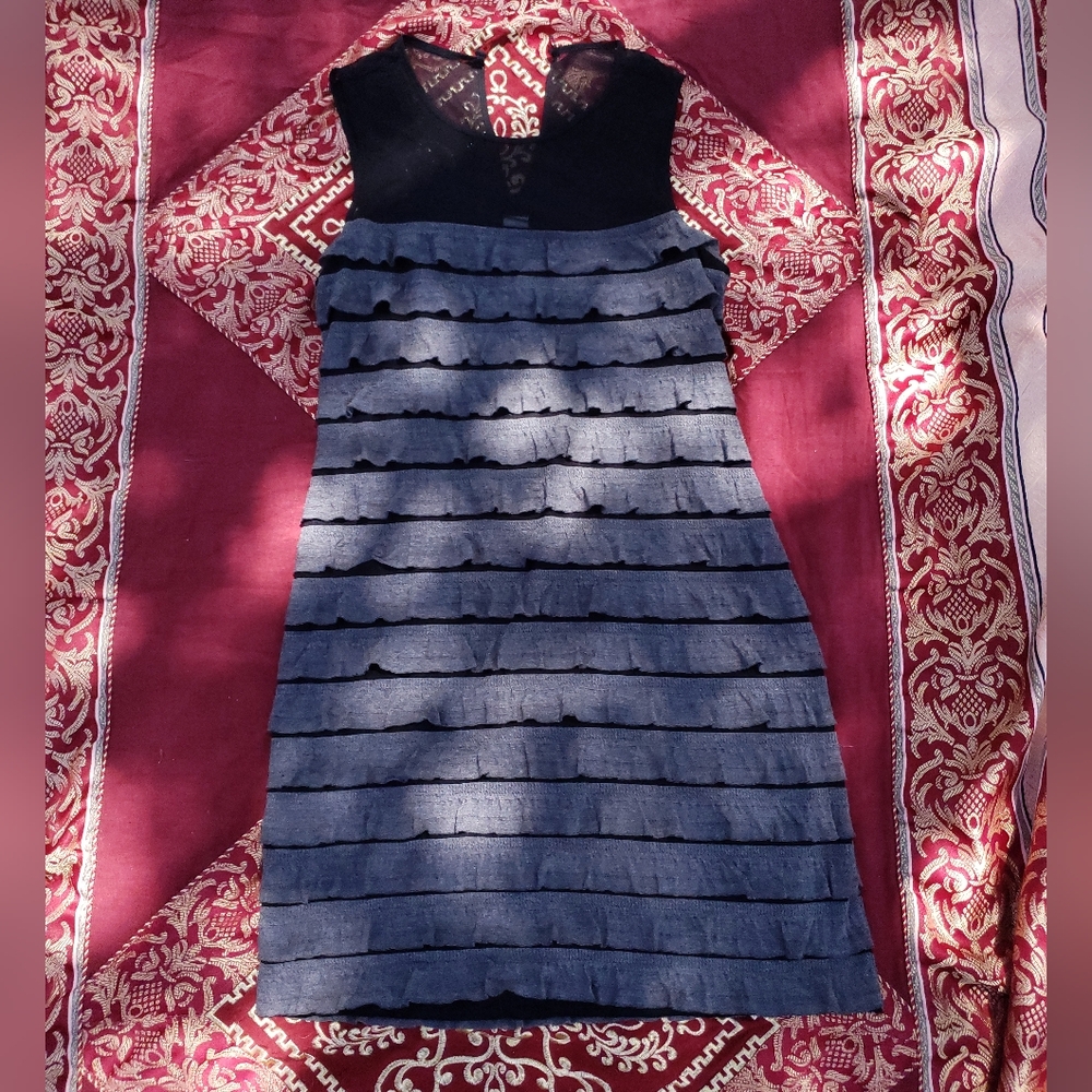 Stylish Black and Gray Sleeveless Dress